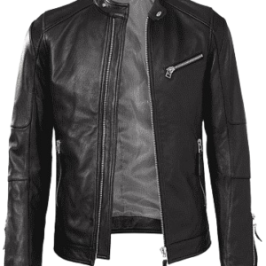 Men’s Black Leather Biker Jacket